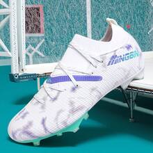 1双足球鞋，比赛/训练两用，低帮设计，柔软外底，适用于草地、户外运动，系带，防滑，轻便，高性能，适用于AG和FG人造草坪，专业足球鞋，厂家直销 - 白藍 - 查看 4