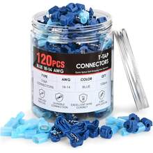 Nilight 120 pares/60 pares de terminales de de desconexión rápida de empalme, conectores de pala en, color azul, 16-14 AWG macho hembra totalmente aislado, kit de crimpado autosuperable - 120 piezas 16-14 AWG - Ver 1