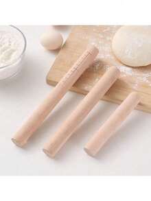 1pc Wooden Rolling Pin, Solid Beechwood Dough Roller, Non-Stick Kitchen Tool, Kitchen Accessory, Suitable For Christmas, Wedding, Mother's Day, Holiday Events - Multicolor - View 1