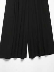 DEEKA 春夏新款女装欧美风简约通勤双排扣马甲外套，高腰褶裥裤两件套西装 黑色 - 黑色 - 查看 11