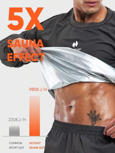 HOTSUIT Men's Sauna Jacket, Suitable For Running, Gym Workout, Etc. Men's Long Sleeve T-Shirt, New Year Gift