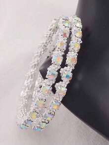 1 Pair Fashionable Women's Rhinestone Earrings, Embellished With Multiple Rhinestones, Suitable For Daily Wear, Holiday Parties, Wedding Banquets - Multicolor - View 7