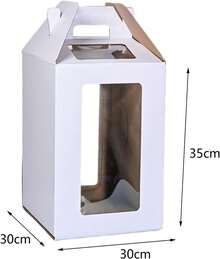 トールケーキボックス ケーキキャリア ポータブル食品保管庫 窓付き多目的階層型ケーキボックス 記念日 パーティー 結婚式用, ホワイト 30cmx30cmx35cm - ホワイト 25cmx25cmx30cm - チェックする 6