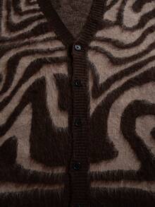 Áo khoác cardigan nam mùa đông cổ chữ V, dáng rộng, họa tiết sọc ngựa vằn, phong cách đường phố. - màu nâu - Xem 5