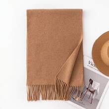 1 chiếc khăn choàng nữ màu trơn phối nhiều màu, chất liệu giả cashmere, có tua rua, mềm mại, kiểu dáng đa năng, phù hợp cho mùa thu/đông. - DK152 100% len - Xem 11