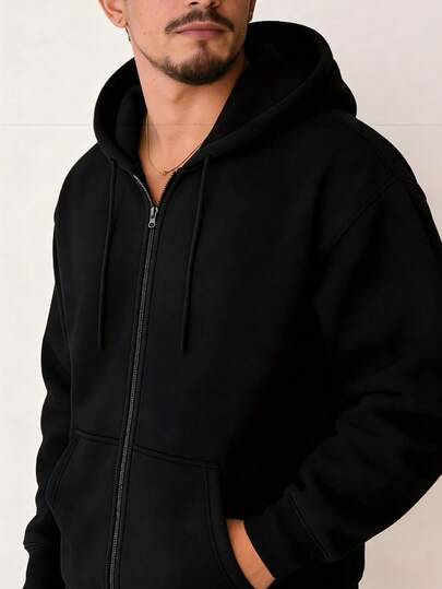 Hombre005 Sudadera con cremallera , Sudadera con cremallera negra cómoda y estilo moderno para cualquier ocasión