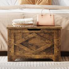 Cofre de Almacenamiento de 60 cm, Banco de Madera con Bisagra de , Fácil de Armar, Ideal para Entrada, Sala y Recámara - Marrón - Ver 5