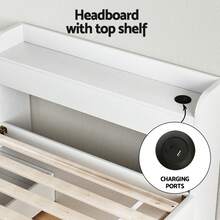 Artiss Single Bed Frame And Bedside Table - trắng - Xem 7