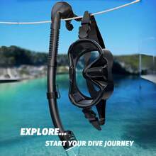 成人浮潜套装，全景泳镜，干式呼吸管套装，带收纳袋，适用于浮潜、潜水、游泳和旅行