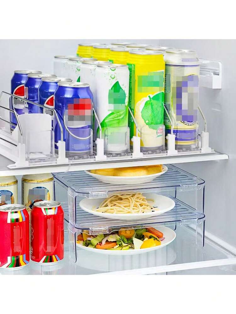 2個 ドリンクディスペンサー、冷蔵庫用ボトル&缶オーガナイザー