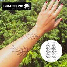 INKARTLINK 革命性技术纹身，半永久纹身，叶子设计，逼真纹身，临时纹身，防水，逼真纹身外观，小众设计纹身，果汁纹身，植物纹身