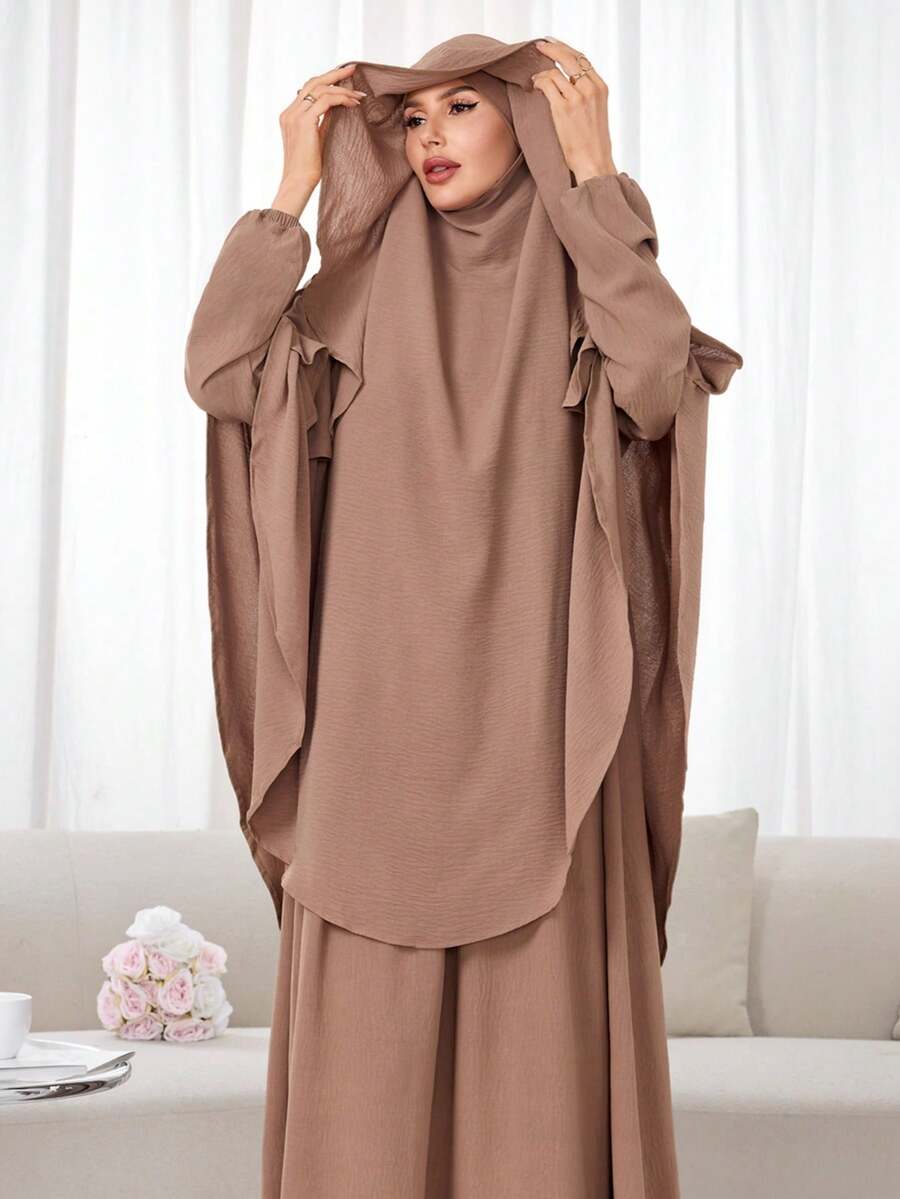 1pc Breathable & Skin-Friendly Khimar Hijab Set, Suitable For Muslim Women's Daily Prayer And Wear, All Seasons - Nhiều màu - Xem 1