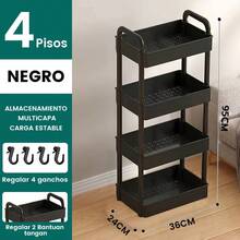 Estante de plástico Marco práctico de almacenamiento Estanterías de varias capas negras Clasificación de estanterías de bocadillos y escombros - Negro - Ver 13