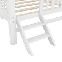 MERAX Wood Twin Size Platform Bed With Guardrail And Trundle, White - White(Twin Size) - View 10