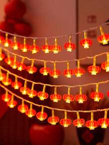 中国新年装饰串灯，仙女灯，红色灯笼中国结串灯，适用于婚礼、生日、派对装饰、家居装饰氛围灯、中国灯笼装饰灯、户外花园悬挂灯 - 彩色 - 查看 1