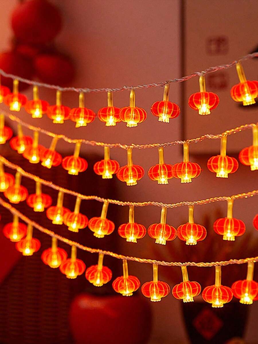 中国新年装饰串灯，仙女灯，红色灯笼中国结串灯，适用于婚礼、生日、派对装饰、家居装饰氛围灯、中国灯笼装饰灯、户外花园悬挂灯 - 彩色 - 查看 1