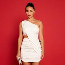 Virginia Short Dress, Gringa Style, End Of Year, Parties, Christmas, One-Piece, Patterned, Asymmetrical, Party, Night, Wedding, Birthday Party, Street, Travel, Beach, Summer - 紅白色 - 查看 1