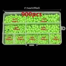 400/900 piezas Kit de cuentas luminosas para pesca - Flotadores esféricos de acrílico luminoso para pesca nocturna, ideal para cebos blandos y montajes de aparejos - Verde - Ver 4