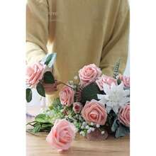 Artificial Flowers 25pcs Realistic Peach Pink Foam Fake Roses With Stems For DIY Wedding Bouquets Bridal Shower Centerpieces Floral Arrangements Party Tables Home Drations,34522828 - 粉色 - 查看 5