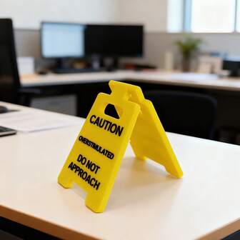 1pc/2pcs Funny Warning Desk Sign - Caution Overly Stimulating Office Decor, Do Not Approach Desk Plate, Modern Quality Plastic Desk Humorous Warning Sign, Cute Gift For Boyfriend/Girlfriend, Valentine's Day, Desk Funny Couple Accessories, Prank Gift For Friends, Family, Coworkers, Boss, Employees, Suitable For Happy Easter, New Year, Ramadan, Valentine's Day, Carnival Celebration