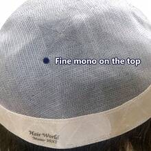 高品质单股男士假发，透气耐用，采用真人发丝制成，专为男士设计，单股底座，6x8 10x8 - Natural Black - 查看 2