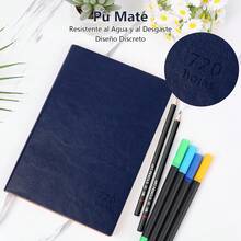 Libreta Hojas Blancas A5 Sketchbook(360 Hojas / 720 Páginas) con 2 lápices de dibujo HB + 1 sacapuntas Diario Journal Notebook Con Funda Impermeable de Cuero Suave (Azul) - Negro - Ver 2