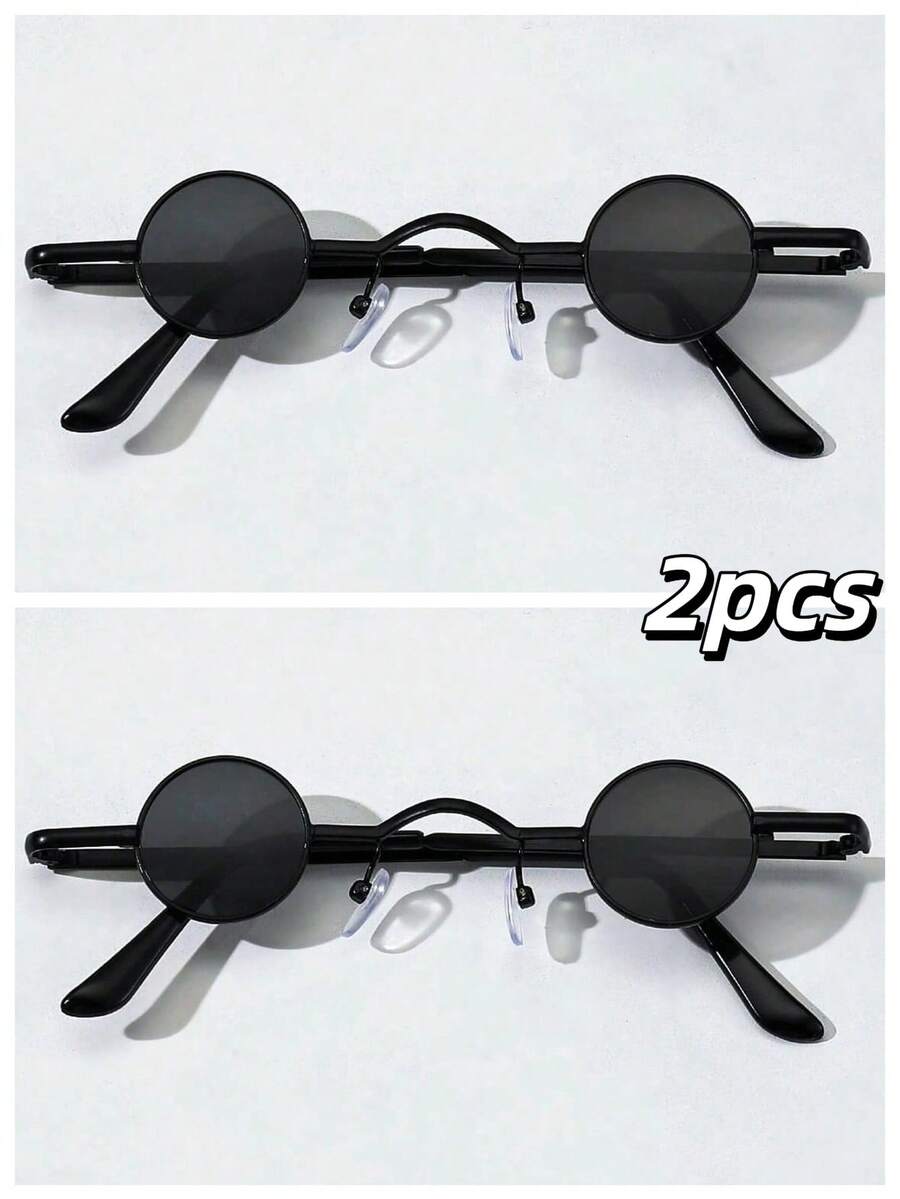 2pcs Metal Mini Round Decorative Mirrors, Quirky Non-Mainstream Stylish Accessory Mirrors, Retro Fashion For Men & Women, Suitable For Travel, Photo Shooting, Live Streaming, Personalized, Costume Parties, Music Festivals