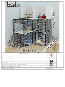 Easy To Install Collapsible Cat Cage, Large Space Dual-Layer Cat Villa With Storage Shelf, Small Animal Cage