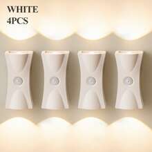 LED人体感应夜灯，LED感应壁灯，可充电壁灯 - USB充电，1200mAh，适用于办公室/卧室走廊/橱柜下方/楼梯，圣诞节/万圣节装饰，房间装饰，卧室装饰