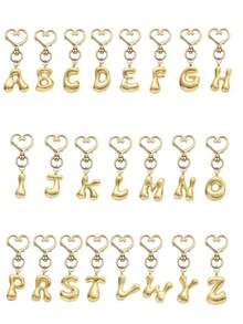 Bubble Letter Cute Necklace Pendant, Bag Pendant - Lucky Pendant, Letter A-Z, Shiny Alloy Bag Backpack Pendant - Birthday And Special Occasions, Keychain Ring Bag Backpack Pendant Car Pendant Women And Girls, Wallet And Handbag Accessories - 黃金2 - 查看 4