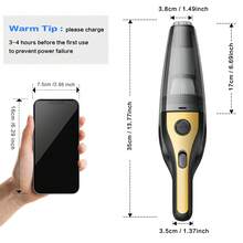 CascadeVac 2000mAh tragbarer Handstaubsauger, starke Saugkraft USB aufladbar Mini-Staubsauger mit mehreren Zubehörteilen, geeignet für Auto, Zuhause, Büro und Fugen - Gelb - Übersicht 4