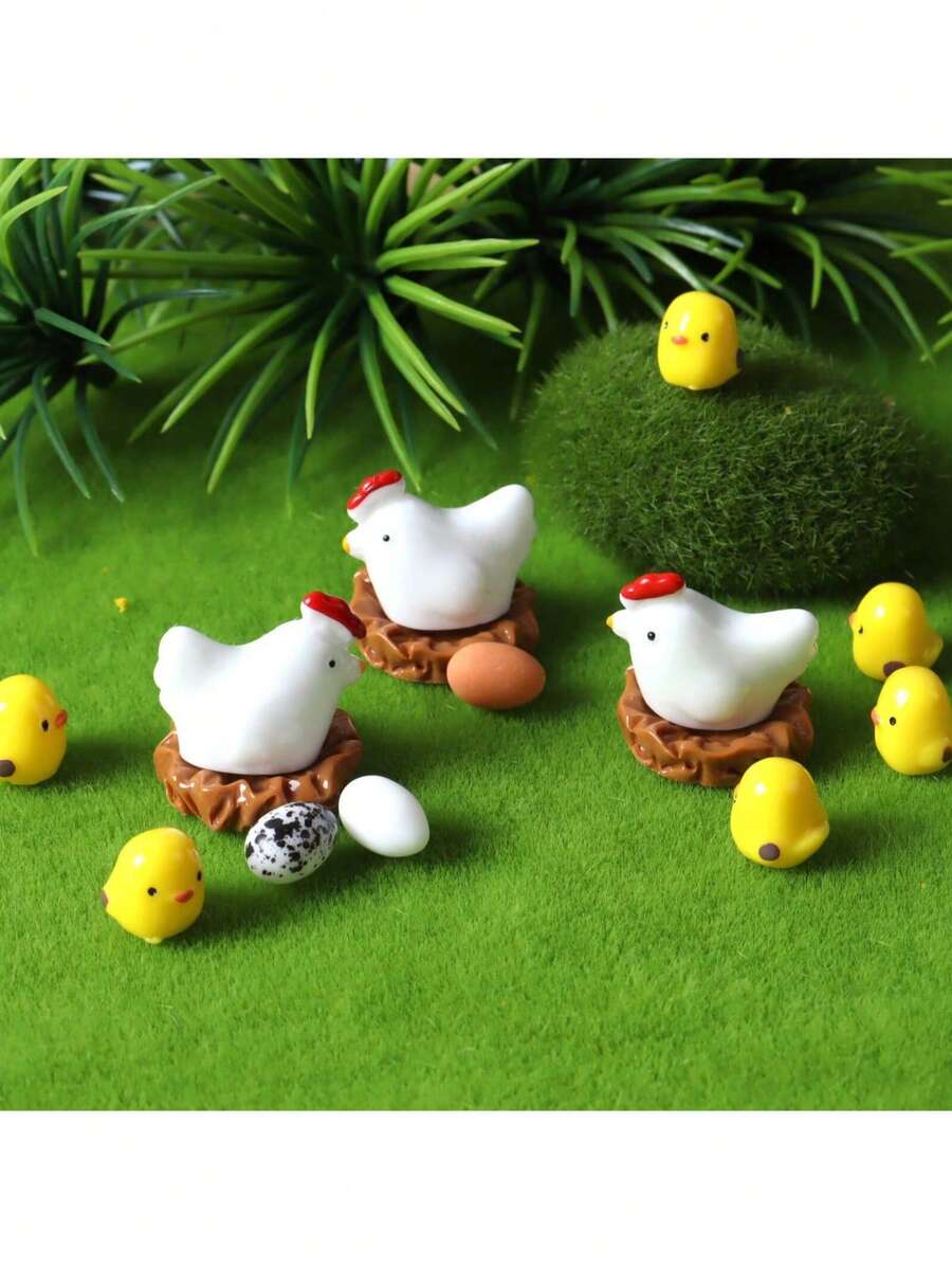 7pcs The Little Chicken Family Micro Landscape Decorative Ornaments, Miniature Fairy Garden Landscape Hide And Seek Prank , DIY Cream Glue Phone Case Keychain, Creative Hair Clip Jewelry Accessories,Car Mounted Small OrnamentMicro Landscape Decorative Ornaments, Miniature Fairy Garden Landscape Hide And Seek Prank, DIY Cream Glue Phone Case Keychain, Creative Hair Clip Jewelry Accessories,Car Mounted Small Ornament - Multicolor - View 1