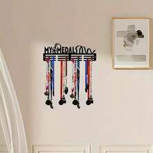 1个，金属奖牌展示架，壁挂式黑色字母剪影奖牌收纳架，壁挂装饰，我的奖牌