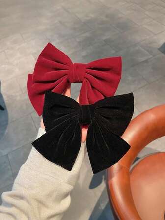 大号丝绒蝴蝶结发夹，优雅公主风发饰，适合女性，可用于婚礼、庆典、新娘、日常佩戴、冬季、情人节礼物等场合。