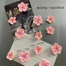 12/24pcs Cute Flower Refrigerator Magnets, Creative 3D Home Message Board Magnets, Pink Peach Blossom Magnets - 彩色 - 查看 5