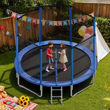 Outdoor Trampoline, 14FT Round Recreational Trampoline With Enclosure Net, ASTM Approved, Heavy Duty Trampolines, Max 450 Lbs Weight Capacity, Anti-Rust Backyard Trampolines For Kids & Adults - 14 Feet - View 1