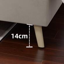 Modern Minimalist Bed Frame, 90 X 200 Cm, Beige, Upholstered In Dutch Velvet, Low Slatted Base, Contemporary Style Bedroom Furniture. Gas Lift Mechanism, Headboard And Mattress Not Included. - Beige - View 3