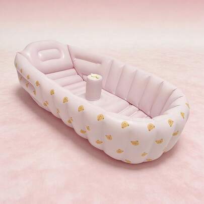 卡通印花可折叠婴儿浴盆 | 加厚充气浴盆，为新生儿带来舒适有趣的沐浴体验，易于收纳