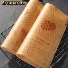 Papel encerado para alimentos, 38 x 28 cm, papel para hornear antigrasa para freidoras de aire, hornos, envolver pan, hamburguesas y sandwiches(50 hojas)(marrón) - Multicolor - Ver 9