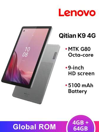  Lenovo Qitian K9 Tablet 4GB+64GB Global ROM Version,MTK G80 Octa-Core Processor 9-Inch HD IPS Screen 1340*800 Resolution 5100 MAh Battery Android Tablet Support Multiple Languages Support WIFI And Sim Card *NO Charger