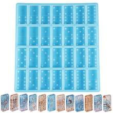Dominoes Mold For Epoxy Resin, Candy, Clay, 28-Cavity Silicone Pendant Cake Jewelry Making Tool (Blue), Diy Unique Gifts For Birthdays, Mother's Day, Anniversaries; Fun Way To Relieve Stress And Kill Time