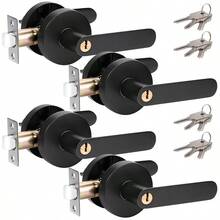 Door Handle With Key Heavy Duty Interior Entry Lever Lock, Commercial Grade Door Handles For Bedroom Bathroom ... - Black - View 1
