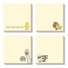 1/4 Packs Funny Duck Sticky Notes "Don't Mess With Me", Cute Self-Adhesive Memo Pads, Student, Teacher, Colleague Gifts, Fun Stationery, Playful Illustration, Desk Accessories, Quirky Durable Office Supplies (Random) School Supplies - Multicolor - View 1