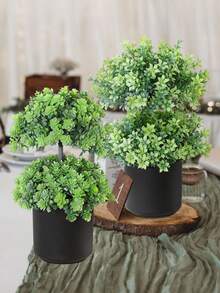 Árbol artificial, bonsái decorativo, ornamento de planta, diseño de doble capa, material de PE, planta artificial, planta en maceta mini orbe de jardín, decoración del hogar, acento de jardín, decoración de dormitorio y oficina, fiesta de jardín al aire libre, fiesta de cumpleaños, decoración de hotel, restaurante, sala de estar, dormitorio, boda, banquete, cocina, decoración de primavera y verano, acento verde - Multicolor - Ver 9