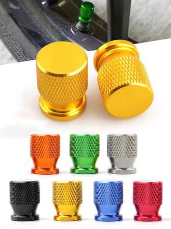 2pcs Large Waist Exquisite Mesh Pattern 12mm Car Motorcycle Tire Valve Caps, Dustproof Covers, Elegant Threaded Valve Stem Hats Suitable For Cars, Motorcycles, Trucks, Bicycles