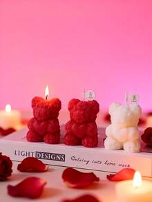 1pc Rose Teddy Bear Scented Candle, Individually Packaged, Romantic Rose Design With Cute Bear Shape, Decorative And Fragrant, Perfect Gift For Valentine's Day, Anniversary, Birthday, Christmas For Women, Girls, Couples And Home Decor Enthusiasts - Multi Scents - View 2