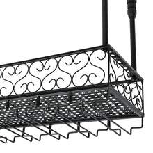 YUNRUX Ceiling-Mounted Wine Rack, Wine Organizer With Glass Holders, Hanging Wine Rack - Black - View 6