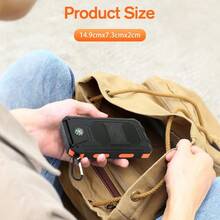 这款10000mAh便携式太阳能充电宝，防缠绕、坚固耐用、防震、防水、防尘，适用于手机，可作为户外备用电源，并配备双USB输出接口和LED手电筒，是露营旅行、情人节礼物的理想之选。 - 橘色 - 查看 9