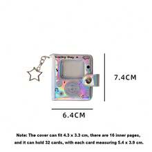 1个2英寸亮面追星相册吊坠 | 闪亮迷你证件卡夹，追星女孩钥匙扣