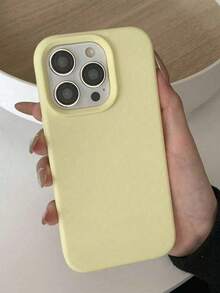 Ốp lưng điện thoại silicon lỏng chất lượng cao có nút bấm rãnh tương thích với iPhone 16 15 14 13 12 11 Pro Max, tẩy sáp mềm mại, thân thiện với da - Màu vàng kem - Xem 5